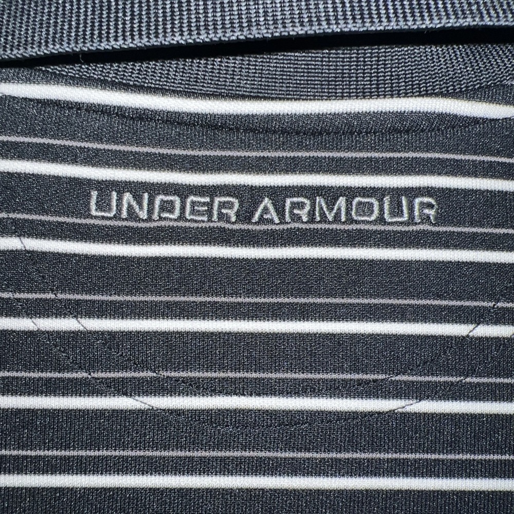 Under Armour HeatGear Polo Shirt Men's LG Tall Black White Stripe Loose Golf L - Picture 4 of 9